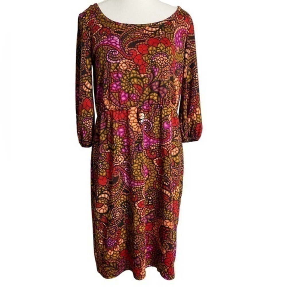 C'est La Vie Colorful Mosaic Print Midi Dress
